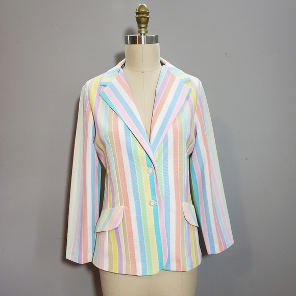 Jackets & Blazers - Multi-Colored Pastel Striped Blazer